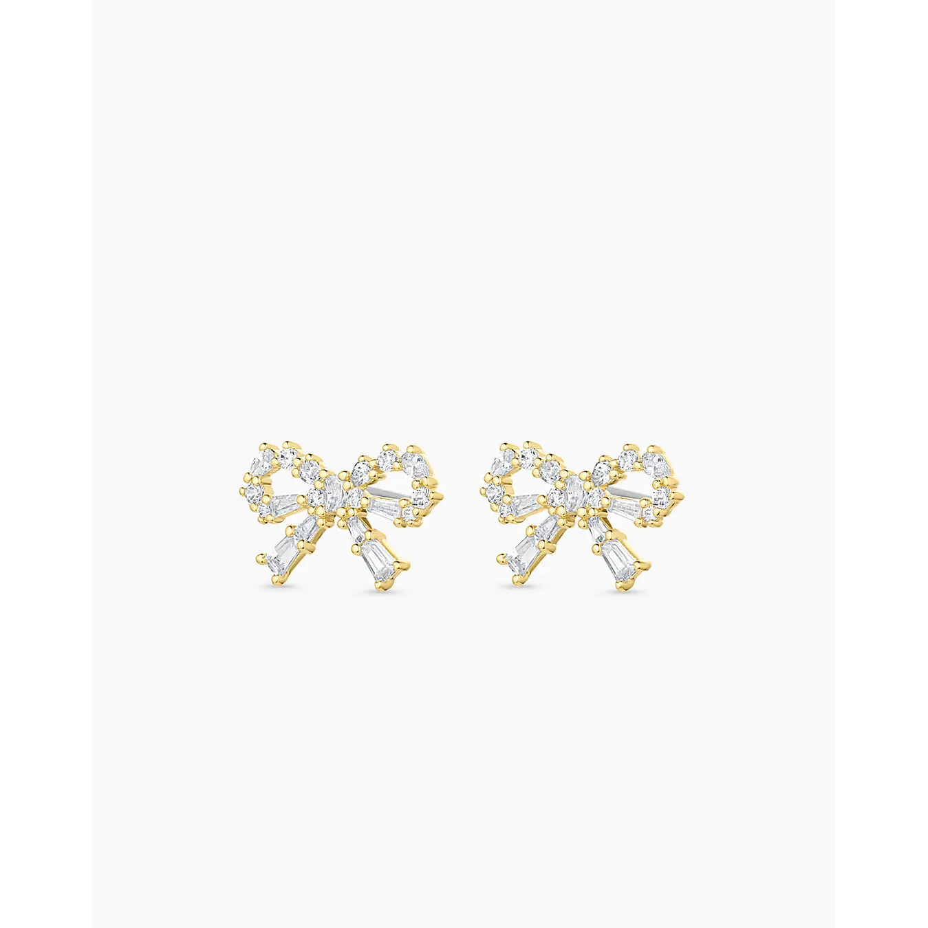 gorjana – Fancy Bow Earrings – 18K Gold-Plated Bow Studs with White CZ – Feminine, Playful & Everyday-Ready