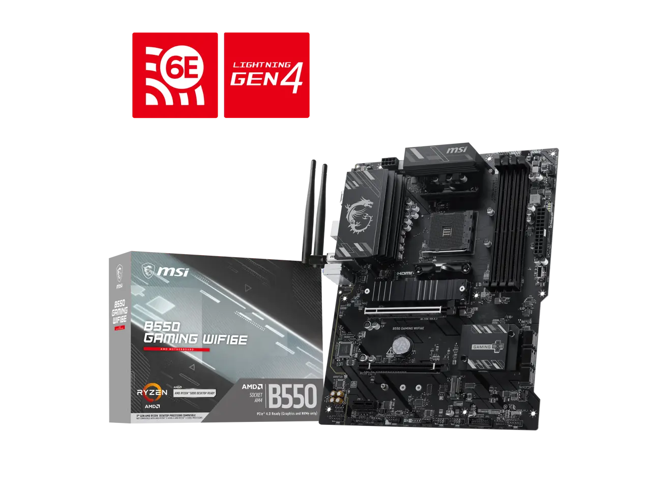 MSI B550 GAMING WIFI6E AM4 AMD B550 SATA 6GB/S 1G LAN DDR4 M.2 Wi-Fi 6E ATX Motherboard MSI B550 GAMING WIFI6E AM4 AMD B550 SATA 6GB/S 1G LAN DDR4 M.2 Wi-Fi 6E ATX Motherboard
