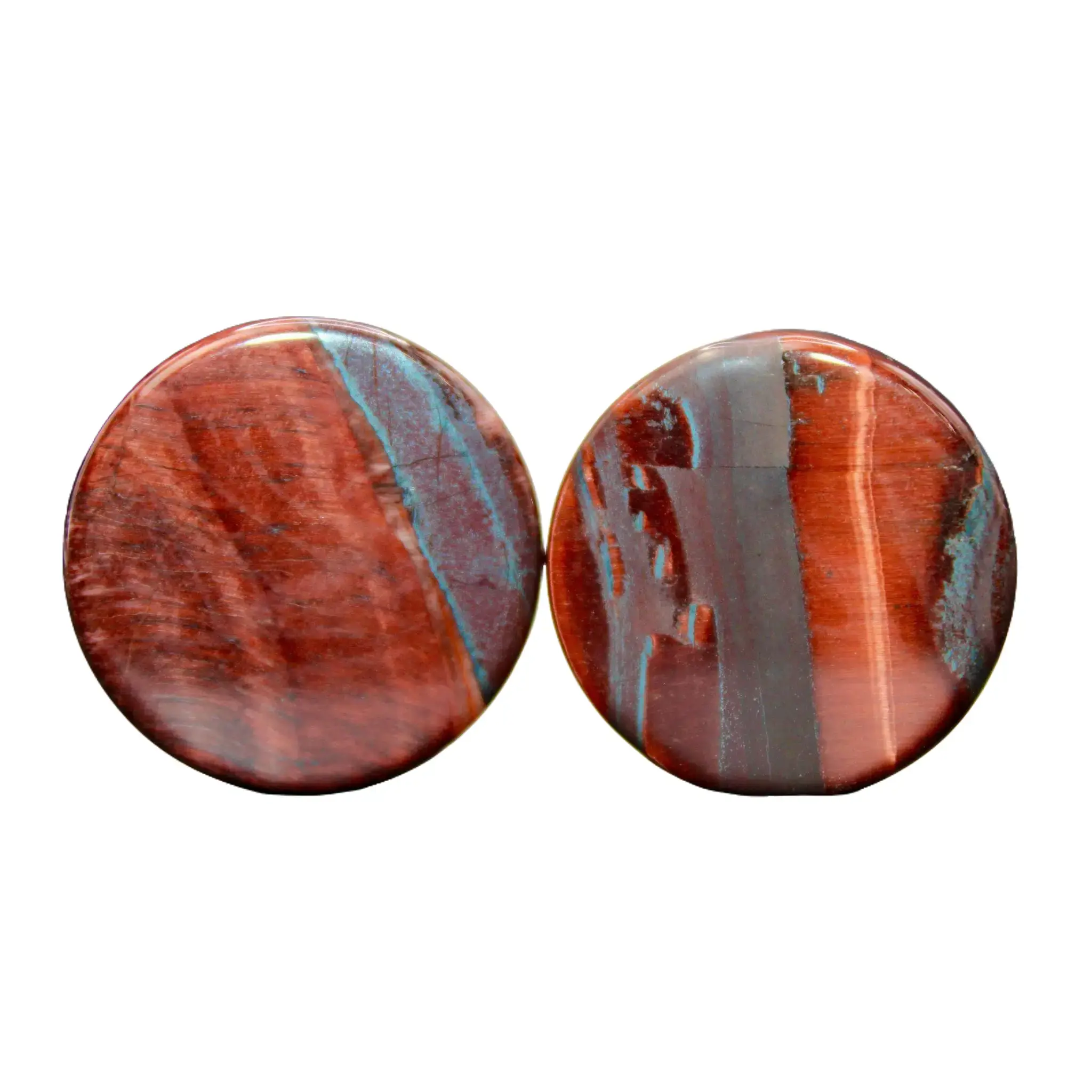 Red Tiger Eye Double Flare Stone for Gauged Ears