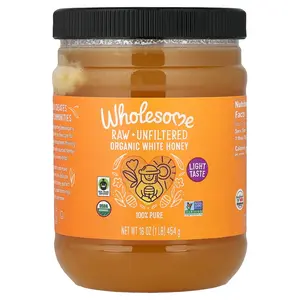 Wholesome Sweeteners Organic White Honey, Raw + Unfiltered, 16 oz (454 g)