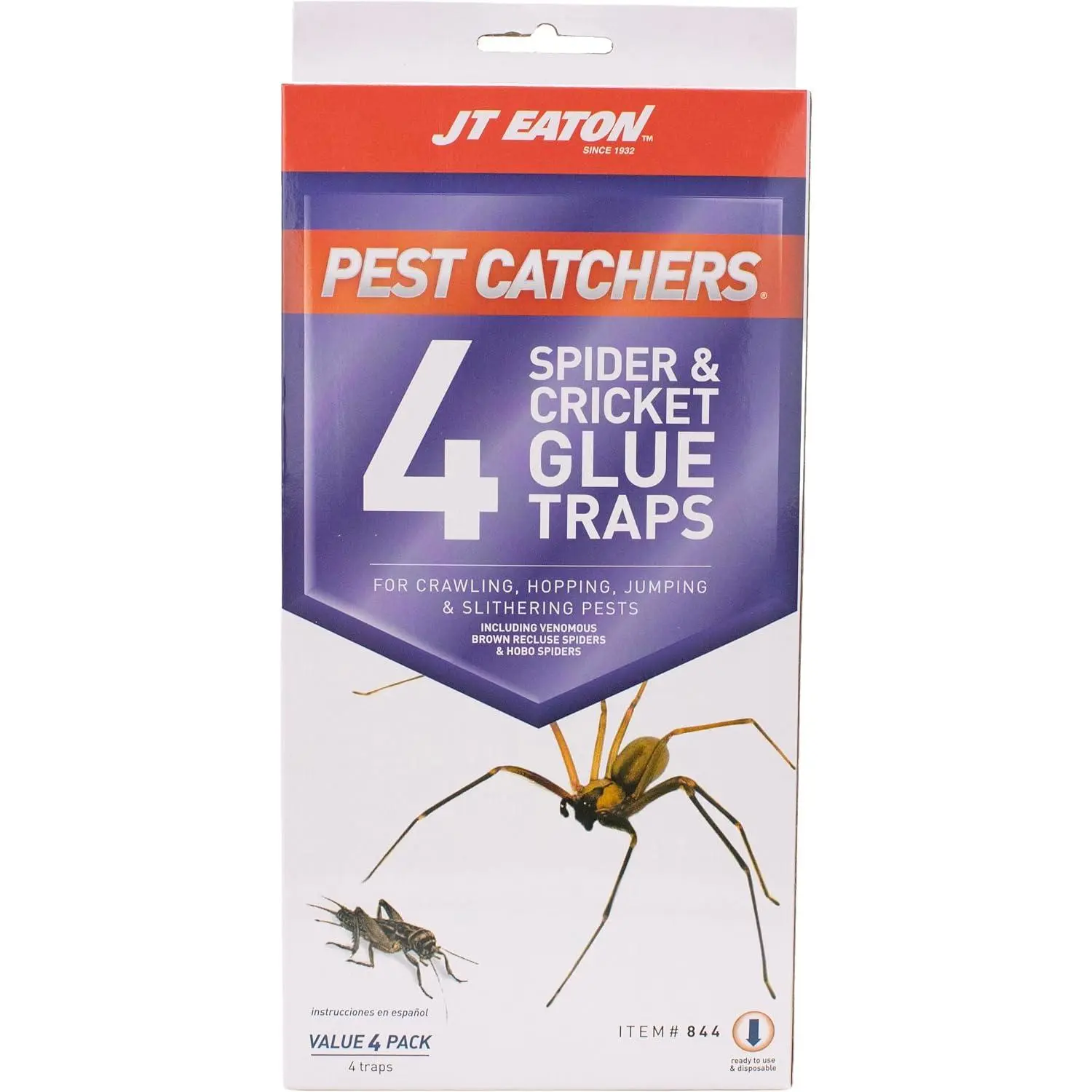 JT Eaton Glue Trap - for Crickets and Spiders, Home Pest Control - 4 Pack - Multi Material