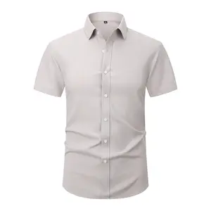 2026 simple solid color men's and women's same spring and autumn short-sleeved shirt business casual fashion elegant top