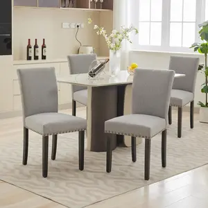 Dining Chairs Set of 2 Upholstered Fabric Kitchen Chairs with Nailhead Trim Comfortable Dining Chairs for Small Space Apartment