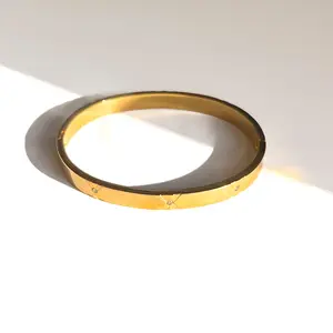 Shine X Bangle Women - Stainless Steel 18K Gold Plated Design - Waterproof and Elegant Accessory