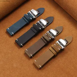 2026 New Vintage Butterfly Clasp Watch Strap, Soft Durable Replacement Wristband 18mm 20mm 22mm, Retro Fashion Band With Multiple Color Options, Universal Compatible For Smart Watches Casual Dress Watch, Stylish Accessory For Men Women Daily Dating Party