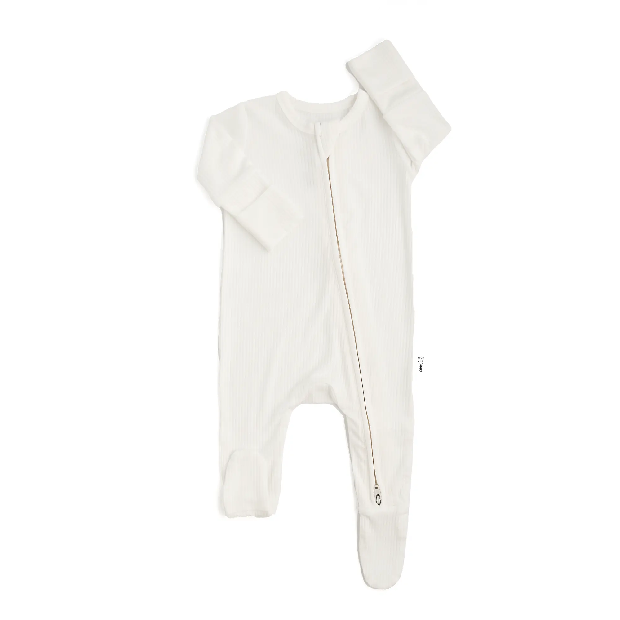 Charlie Ribbed ZIP Newborn - Super Soft & Comfortable Bamboo Viscose Footed Romper with 2-Way Zipper for Easy Diaper Changes