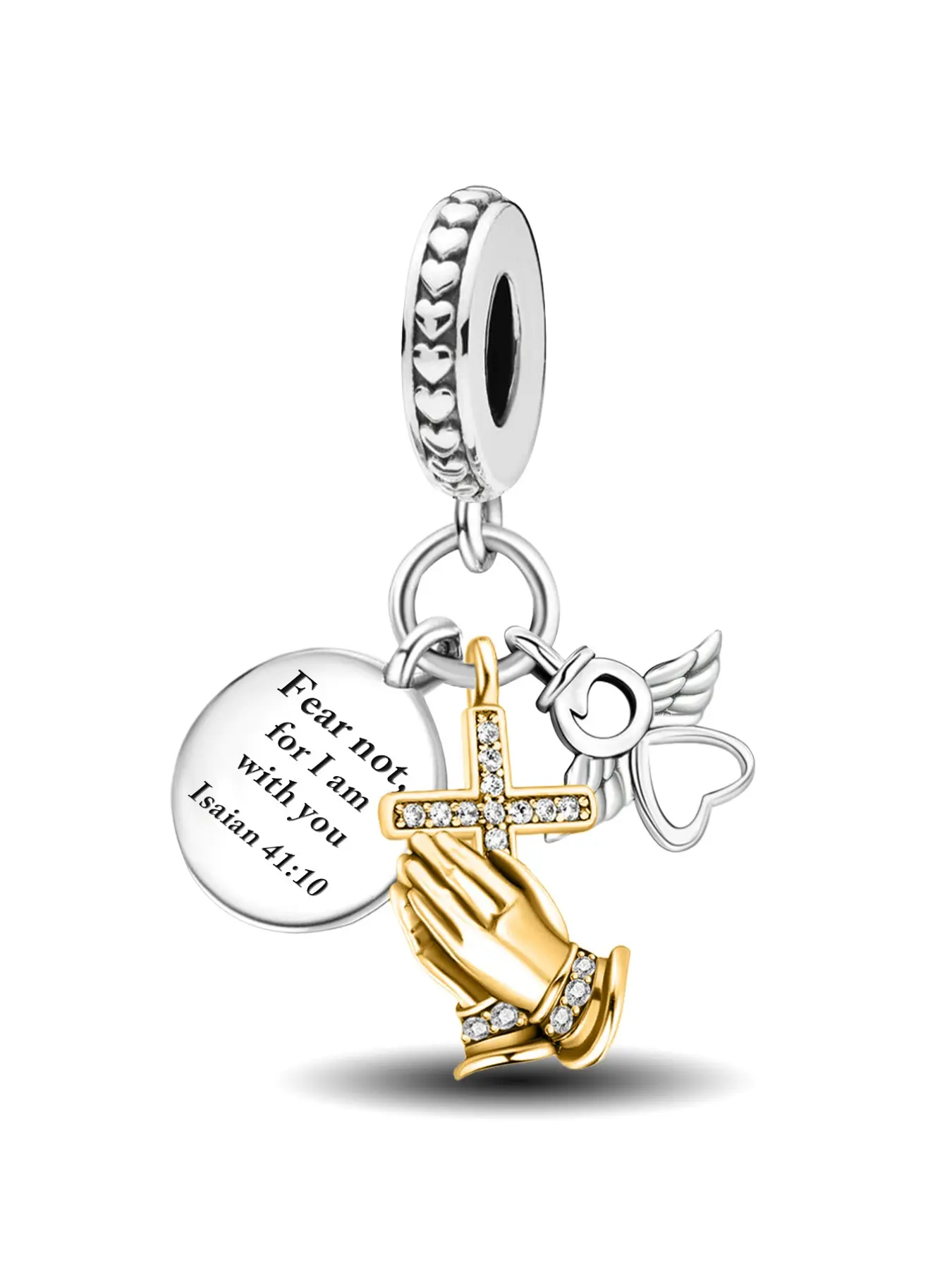 1Pc New Design Praying Hands Beaded Charm DIY Jewelry Making Kit for Bracelet Creative Craft Material Holiday Gift Pendant Women Birthday Gift Daily Wear Accessories Fashion Cross Pendant Faith Jewelry