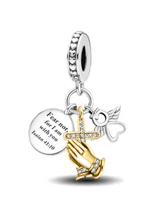 1Pc New Design Praying Hands Beaded Charm DIY Jewelry Making Kit for Bracelet Creative Craft Material Holiday Gift Pendant Women Birthday Gift Daily Wear Accessories Fashion Cross Pendant