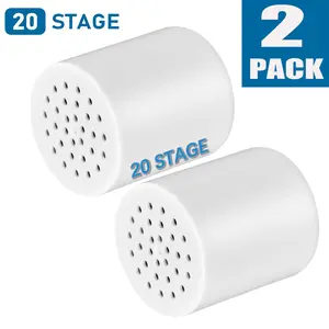 Dazone 20 Stage Shower Filter Cartridges 2 Pack for Hard Water Purifier Removes Chlorine Heavy Metals Iron Sediments Water Softener with High Output 12000 Gallon 3 Month Life