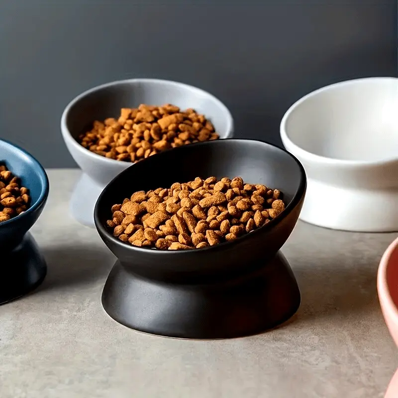 Raised Non-Slip Ceramic Pet Food Bowl - Perfect For Feeding Cats & Dogs!