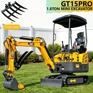 [SELF PICK UP]1.5T Mini Excavator + Rake-13.5 HP B&S Gasoline Engine-Small Digger With Thumb Clip & Bucket, Perfect For Construction, Gardening, Farming & Road Projects, Snow Blower, Powerful Performance, Clearing, Tilling