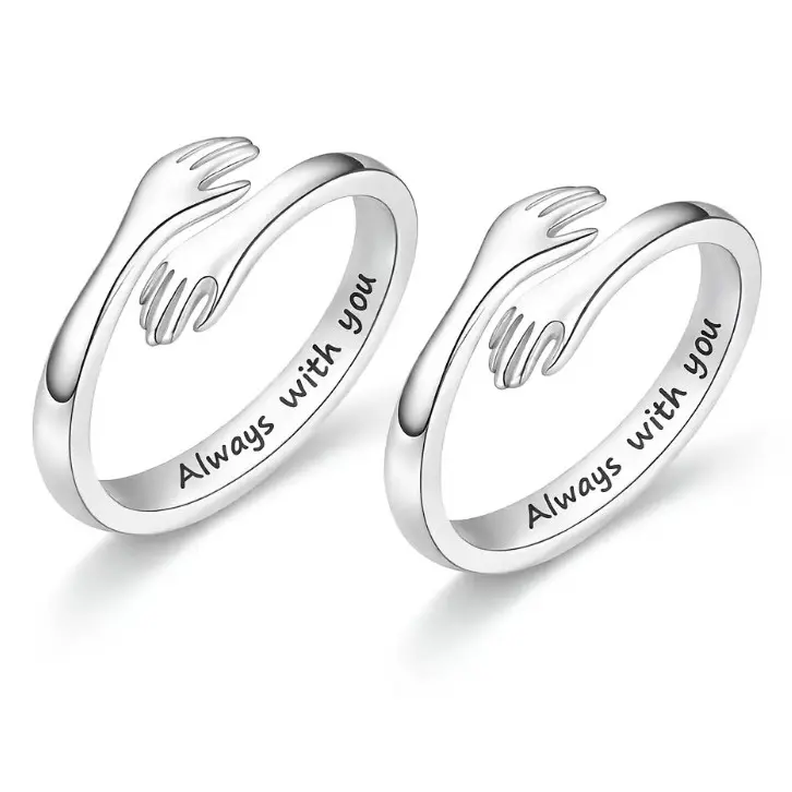 A hug ring for my daughter, a symbol of love and protection, parent-child ring, lucky fashion jewelry gift, a ring for mom and daughter
