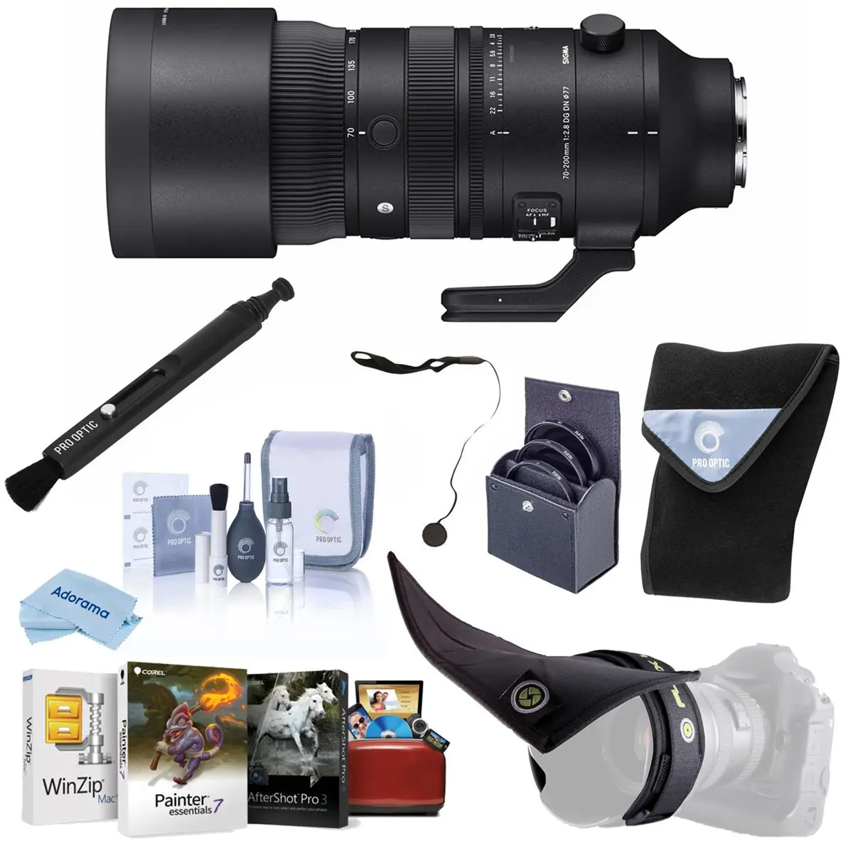 Sigma 70-200mm f/2.8 DG DN OS Sports Lens for Sony E, Bundle with 77mm Filter Kit, Mac Software Kit, Flexible Lens Shade and Lens Wrap