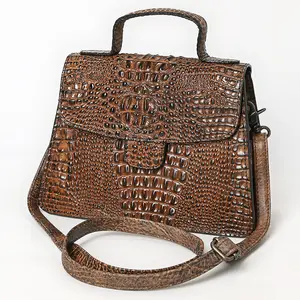 American Darling Western Cross body Bag in Crocodile Embossed Full Grain Leather
