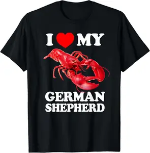100% Cotton Funny I LOVE MY GERMAN SHEPHERD Lobster vintage k9 T-Shirt