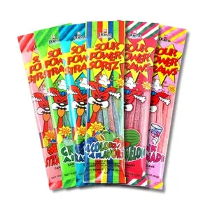 Sour Power Premium Assorted Candy Straws – The Original Sour Straws Candy Since 1985 – 1.75 oz (Pack of 6) – Vegan, Non-GMO, Gelatin Free – Soft, Chewy, Sweet & Tart Retro Treats