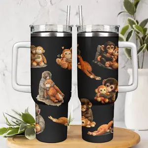 Cute Baby Monkeys Hugging Tumbler 40oz & 30oz, Insulated Drinkware For Animal Lovers Men Women, Adorable Safari Travel Cup Gift Idea | GN160326.R0637.ID01