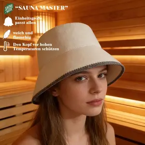 Pure Wool Felt Sauna Hat, Protects Head and Ears From Heat, Enhances Hair Care Absorption, Cute Hanging Design, Easy Storage, Protective Headwear