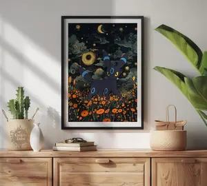 Shiny Umbreon Poster Japanese Style Pokemon Inspired Anime Artwork - Printable Wall Art for Bedroom Decor, Shiny Umbreon Pokemon (Frame Not Included)