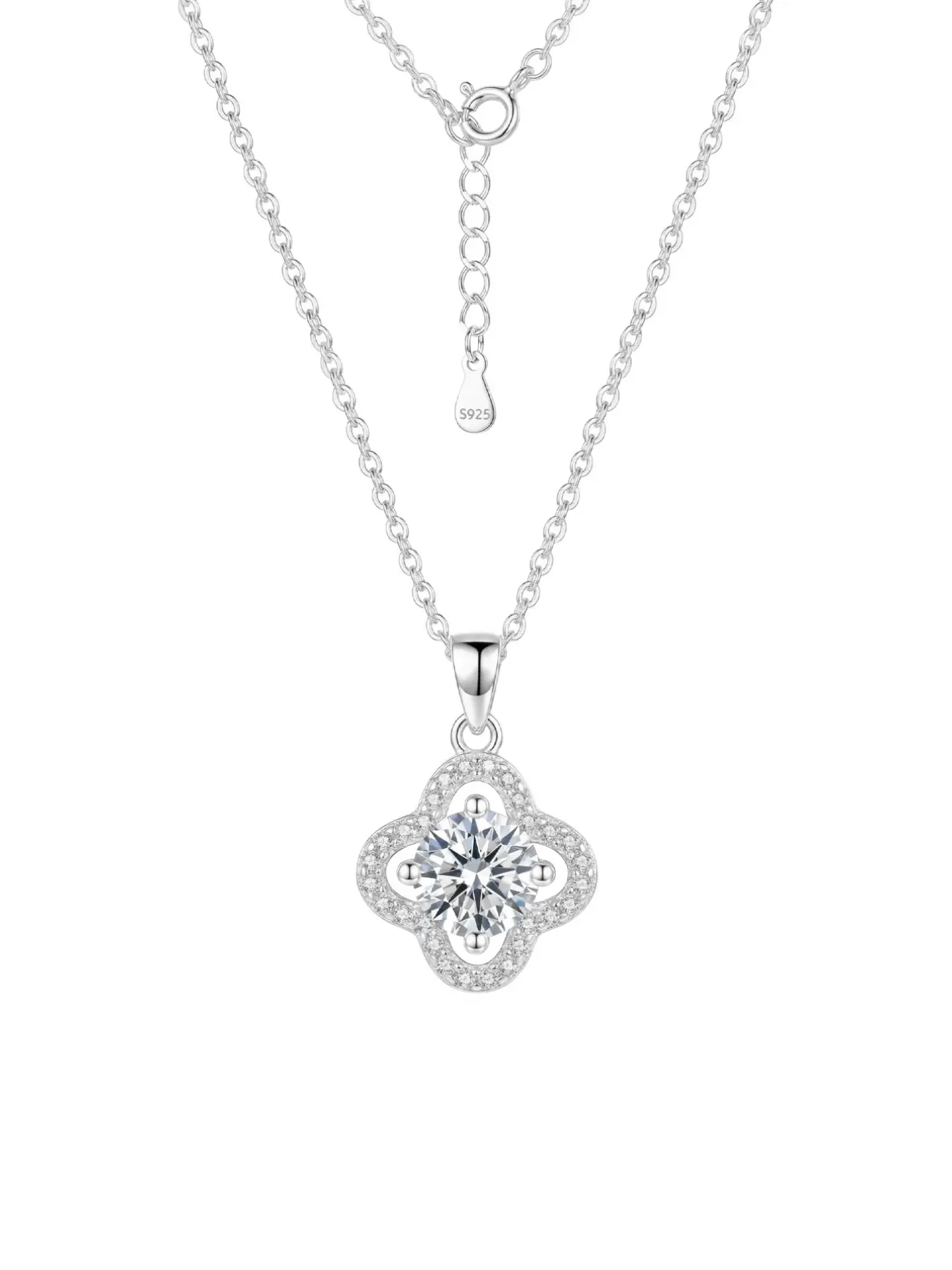 Luxurious S925 Silver Zircon Four-Leaf Clover Pendant Necklace, Hypoallergenic, Perfect for Women, Daily Wear, Parties, Gift Box Included