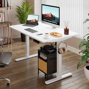 Electric Height Adjustable Standing Desk, 63"x24", Supports 176lbs, Ergonomic Design with Memory Presets, Quiet Operation, Modern Metal Frame, Ideal for Laptop, Teacher Podium, Gaming, Home Office, Space-Saving, Easy Assembly (Charging Dock Not Included)