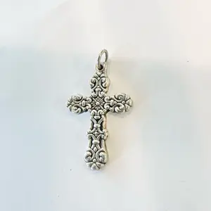 Sterling Silver 925 Cross Pendant Lightweight Hollow Electroform Jewelry