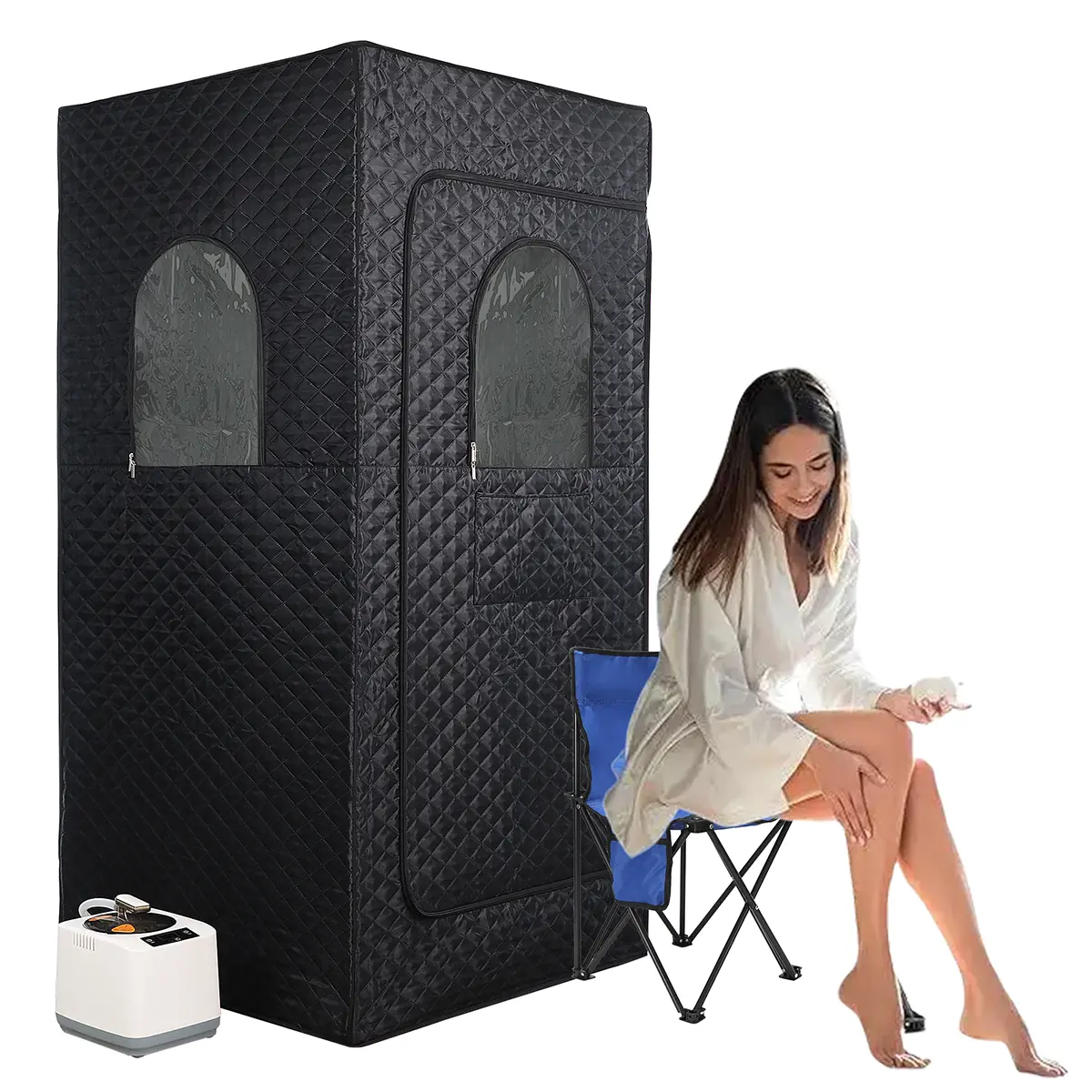 Portable Heat Trapping Sauna Box with Built-In Steamer for Home Relaxation and Detoxification