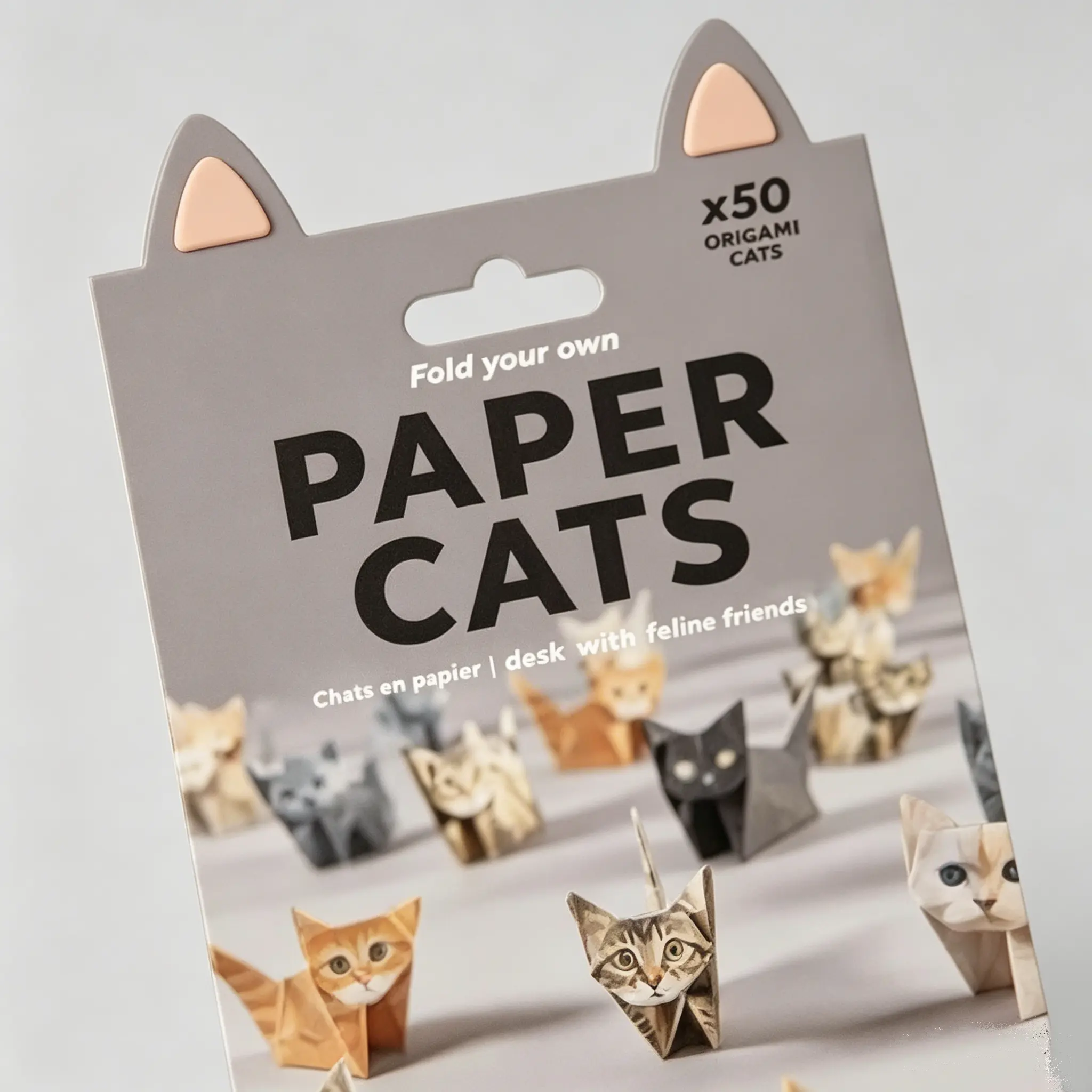 50 Sheets DIY Origami Paper - Cute Cat Figures Craft Kit for Adults & Kids, Desk Decoration