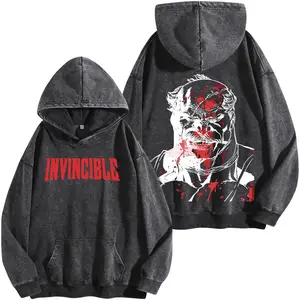 Conquest Invincible Comic TV Series Cartoon Washed Hoodie, Comics Sweatshirt, TV Show Comics Shirt Menswear Top Vintage Washed T-Shirts, streetwear graphic tee lover