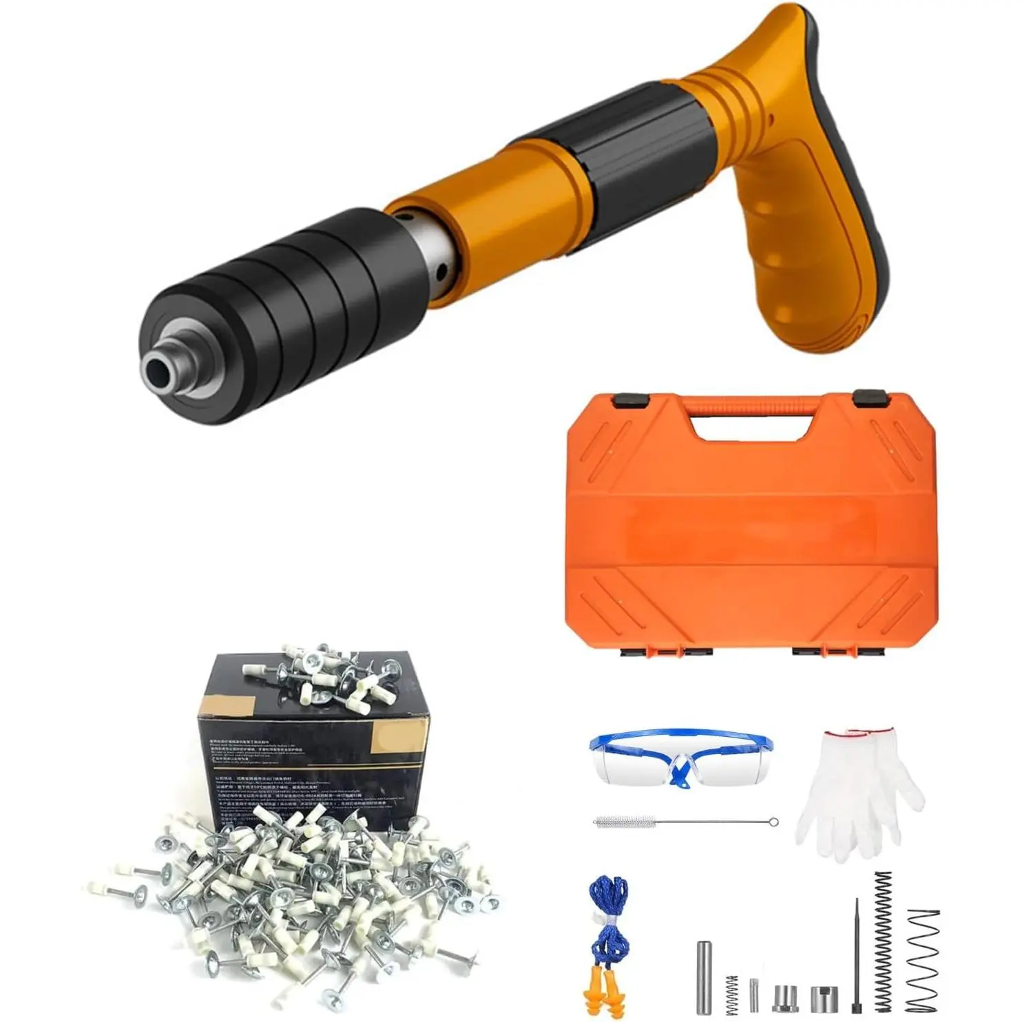 Manual Mini Steel Nail Gun Power Adjustable Wall Nail Guns for Ceiling, Portable Nail Gun, Steel Nail Gun for Red Brick Walls,Concrete Walls, Household Nail Gun Tools with 100 Round Nails Ultra Thin Diamond Mesh Cutting Blades