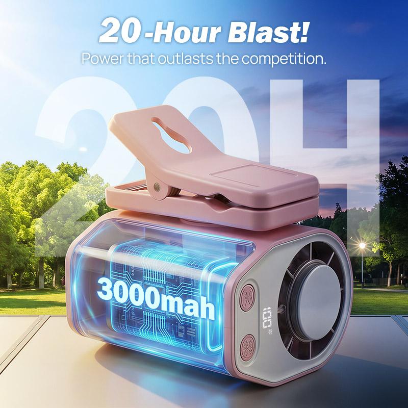 JOYTUTUS 2026 Car Clip On Air Conditioner Fan with LED Display - 360&deg; Rotation, 100 Speeds Adjustable, USB Rechargeable Personal Cooling Fan, 16℃ Semi-Cooling Wide Clamp 20Hr Battery 3000mAh Battery