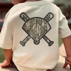 Youth and Adult Tree bark camo baseball bats and diamond Tee, Baseball Game Day tee, back to school outfit, youth Casual Wear, Gift For Son And Daughter, Toddler graphic tees