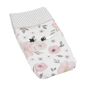 Sweet Jojo Designs Baby Changing Pad Cover (Pink/Grey Boho Floral) for Girls, Infant/Newborn Diaper Table Change Mat Covers (Blush Rose, Gray, Flower, Bohemian, Farmhouse, Wildflower, Nature, Elegant)