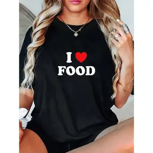 100% Cotton  I Heart Food Lover I Love Food T-Shirt