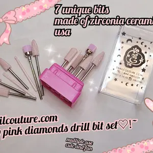 NEW Pink Diamond Nail Drill Bit Set   7pcs Nail Drill Bits for Acrylic Nails - 332 Professional Ceramic Nail Drill Bit Set for Cuticle Acrylic Gel Nail Polishing Manicure