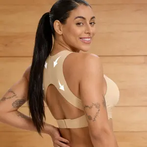 【Postural correction】Women's Comfort Flex Bra, Beige Wireless Bralette with Molded Cups for Back Support, Great for Daily Use & Light Exercise