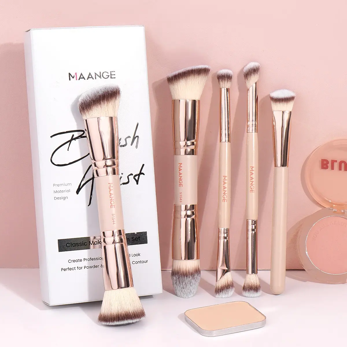 Maange 5-Piece Makeup Brush Set, Includes Foundation Brush, Concealer Brush, Blush Brush, Contour Brush, Complexion Brush, Perfect Gift for Holidays