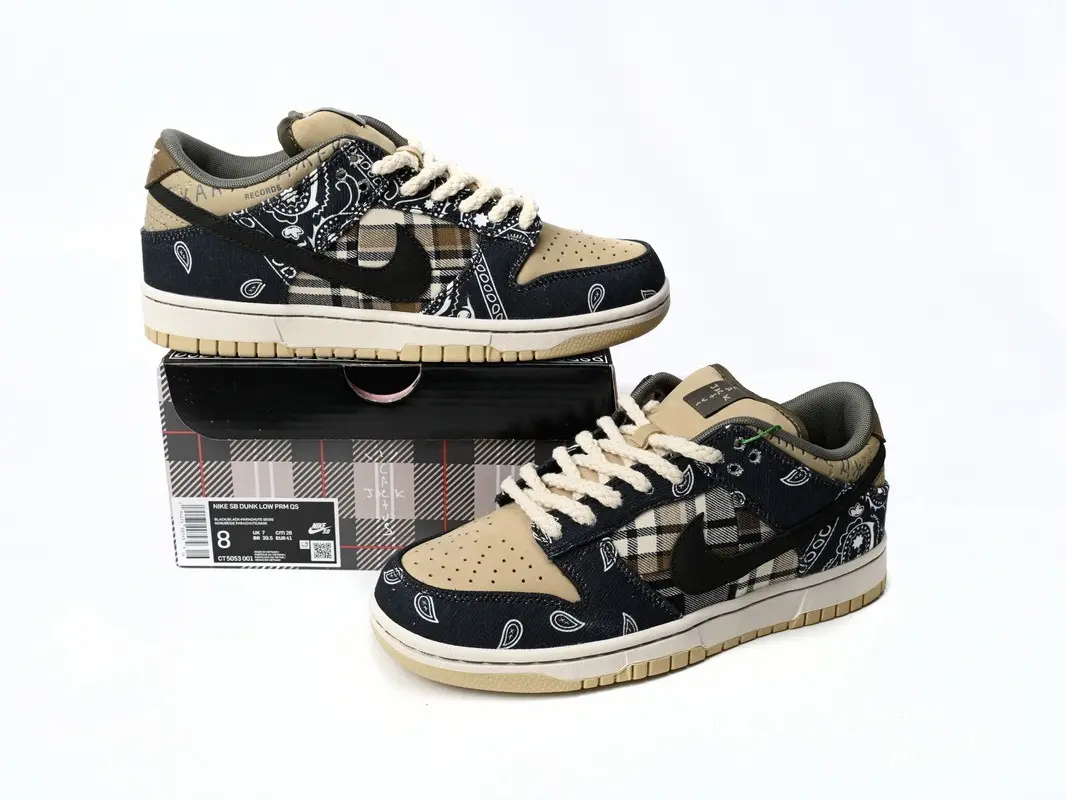 Khaki Navy Paisley Plaid Low‑top Sneakers Suede Canvas Patchwork Unisex American Retro Casual Shoes