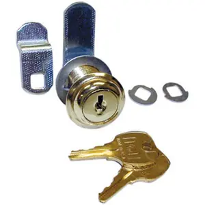 212 MAIN N8060 14A 346 Cam Lock - 1.44 in. Cylinder Length, Matte Nickel Finish, Key Removal Function, Unassembled, Flexible Angle Design for Motorcycle Locks & Security