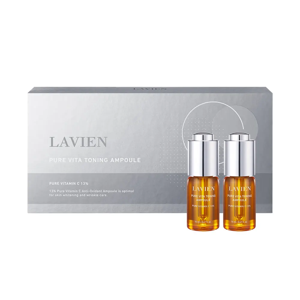 Lavien Beauty Pure Vita Toning Ampoule with Dropper - Plant-Based Flower-Infused Skin Vitamin Serum, Evening Skincare for Brightening, Anti-Wrinkle, Pore-Minimizing, UV-Protective, Moisturizing, Soothing, Tightening Effects, Calming, Radiance, Redness, Su