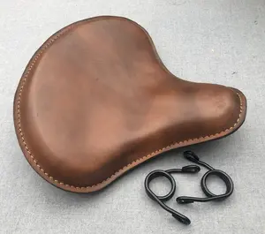 Harley Tractor Style Seat Genuine Distressed Leather Honda Bobber Chopper Yamaha