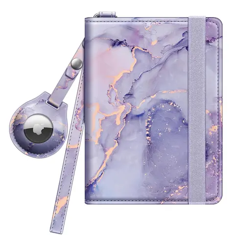 FINPAC Modern Passport Holder with Airtag Holder, RFID Protection, Credit Card Slots, Built-in Organizer, Detachable Wrist Strap - Airline-Compatible Passport Sleeve, Slim Travel Wallet Protector for Men/Women [No AirTag]