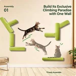 Self-adhesive wall-mounted cat scratching post, wall scratching board, vertical climbing post for cats, household cat jump platform, cat scratching post, cat tree specially designed for large cats, wall-mounted vertical pet toy, cat supplies for self-ente