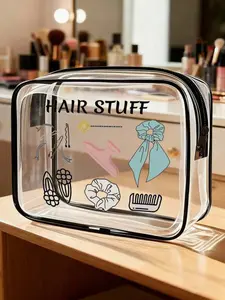 PVC Accessory & Toiletry Bag, Travel Organizer Pouch with Zipper Closure, Lightweight, Fade-Resistant, Portable Makeup Case for Women & Girls