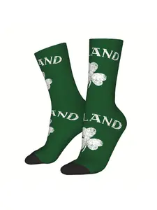 1pc Ireland Shamrock St. Patrick's Day Men's Socks Novelty Crew Sock Pattern Printed Casual Comfy Socks