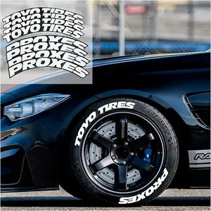 8Pcs/Lot Car Tire Wheel Lettering Car Tuning Universal 3D Permanent PVC Joined Tire Decoration Stickers Letters for Motorcycle