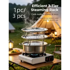 Stainless Steel Steaming Tray Set, 18/20/22cm Multi-Size Perforated Trays, Durable Heat Resistant, Ideal for Vegetables, Dumplings, Pastries