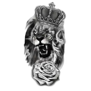 Lion & Rose Pattern Temporary Tattoo Sticker, Waterproof Temporary Tattoos, Long Lasting Fake Tattoo Sticker, Body Art Sticker for Women & Men