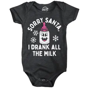 Sorry Santa I Drank All The Milk Baby Bodysuit Funny Sarcastic Christmas Jumper For Infants Funny Baby Onesies Christmas Clothes for Baby Novelty Onesie Black -