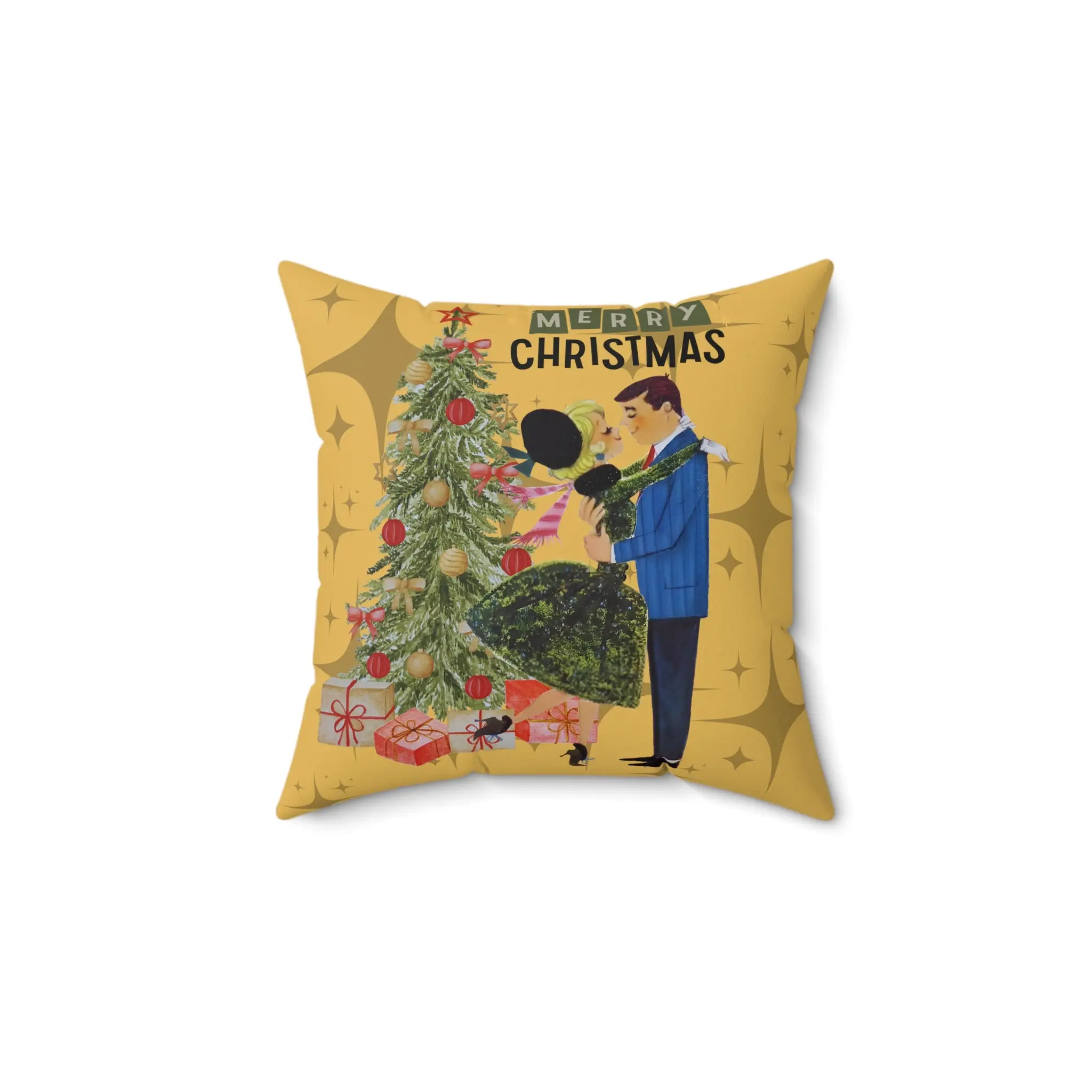 Retro Holiday Kitsch, Merry Christmas Decorative Pillow - Retro Holiday Throw Cushion